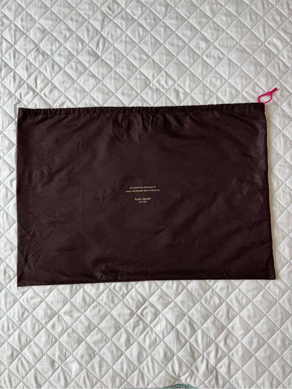 Kate Spade New York Large Brown Dust Bag / Storage Bag Drawstring
